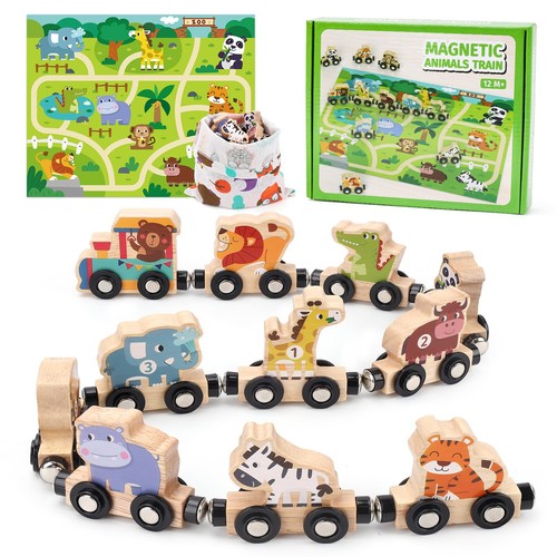 Magnetic wooden train - set, with