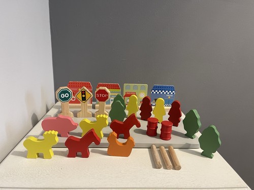Wooden toys painted - wooden, farm