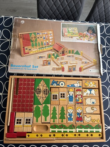 Wooden farmyard set - farmyard, vintage