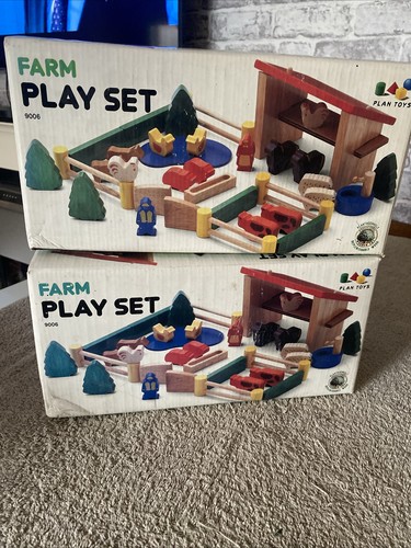 Two boxes wooden farm play - of,