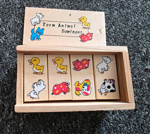 Wooden farm animal dominoes - wooden,