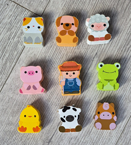 Wooden farm animal figures - animal,