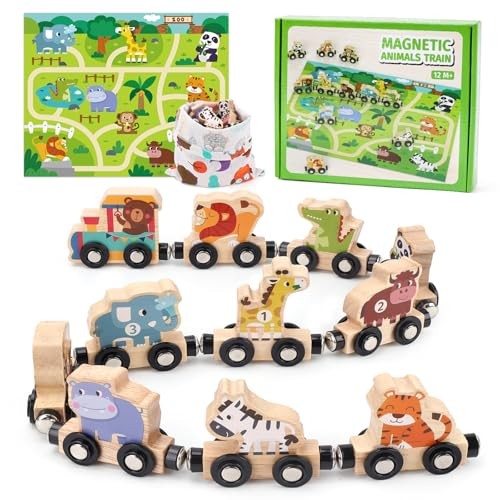Magnetic wooden train set - magnetic,