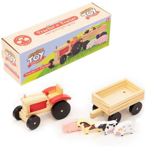 Kids wooden toy tractor - toy, &