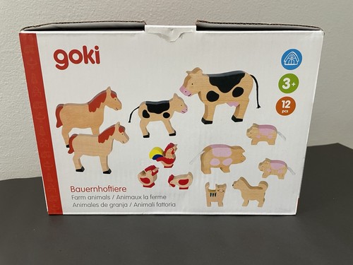 Goki wooden farm animals set - wooden,