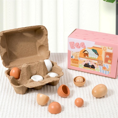 Wooden play eggs toy - wooden,