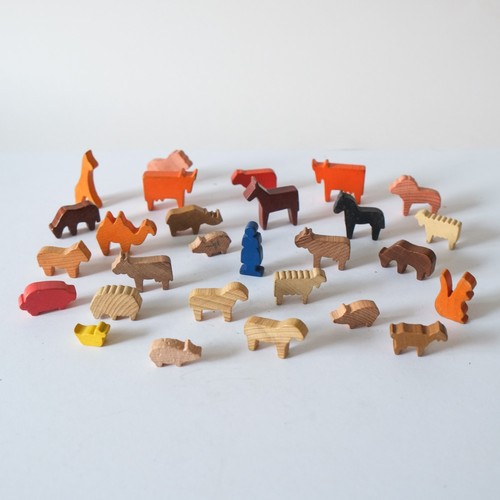 Vintage wooden farmer and farm - wooden,