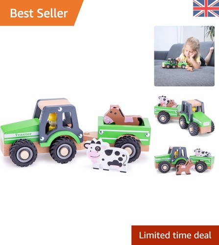 Wooden toy tractor set - toy, with