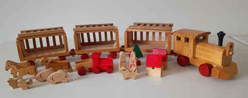 Vintage wooden train engine