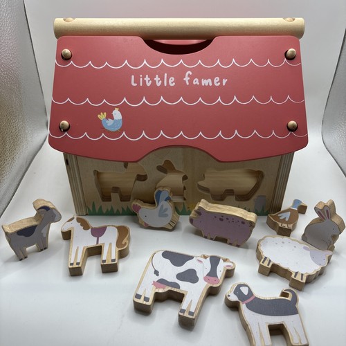 Wooden farm shape sorter and - shape,
